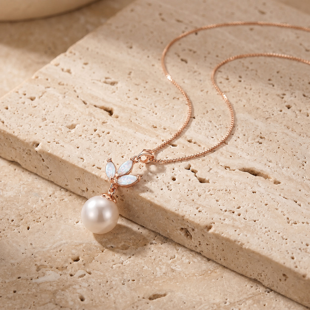 Rose Gold Necklace Citrine 10K — Colombina