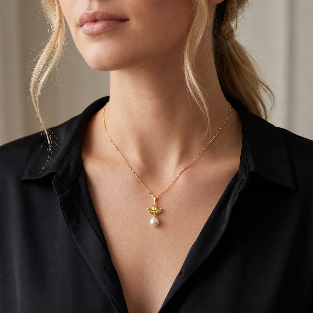 Yellow Gold Necklace Aquamarine 10K — Colombina