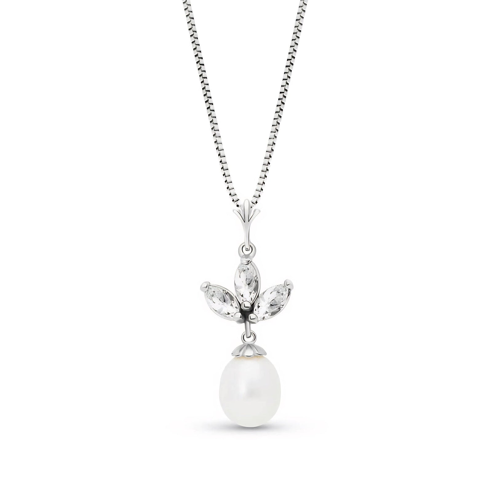 White Gold Necklace Green Amethyst 10K — Colombina