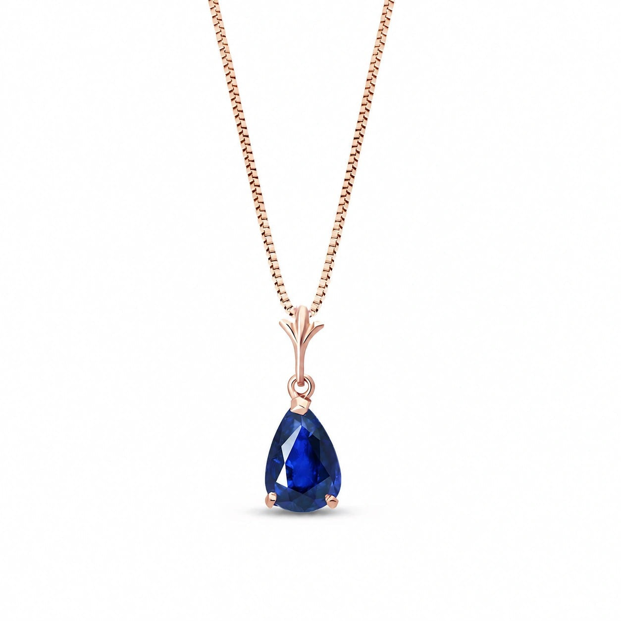 Rose Gold Rose Necklace Sapphire 10K — Silvana