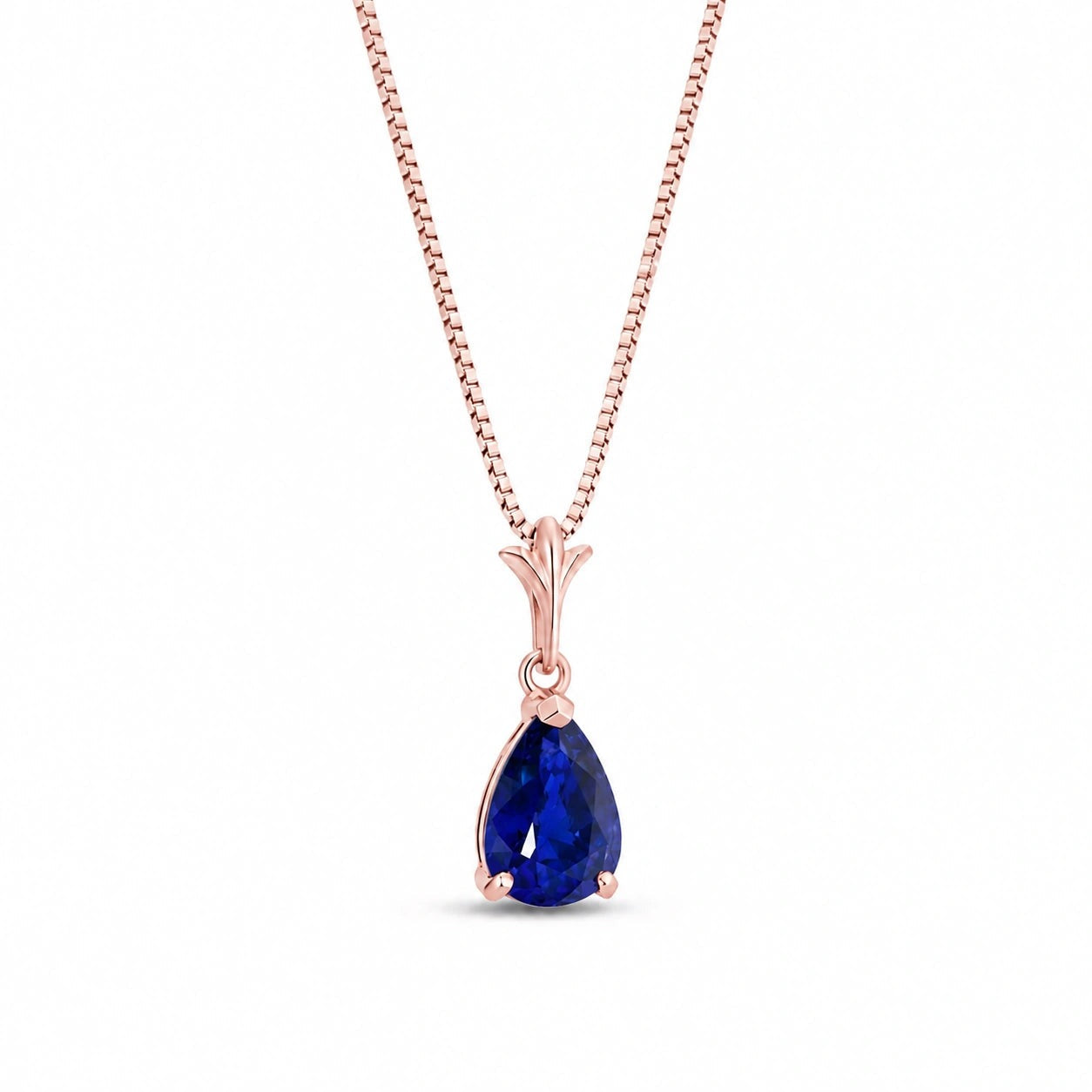 Rose Gold Rose Necklace Sapphire 10K — Silvana
