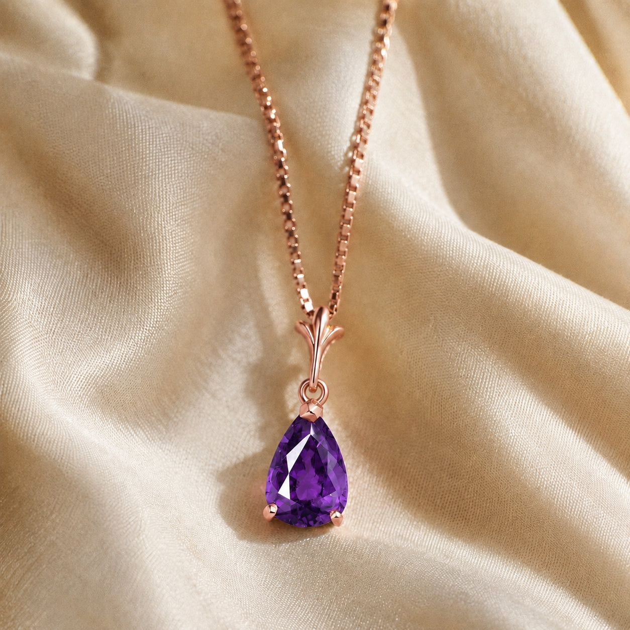 Rose Gold Rose Necklace Sapphire 10K — Silvana