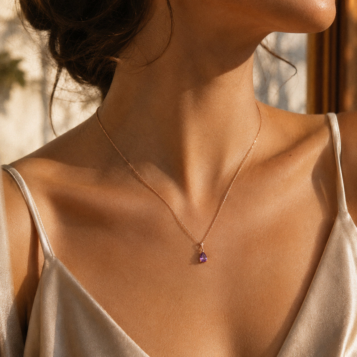Rose Gold Rose Necklace Sapphire 10K — Silvana
