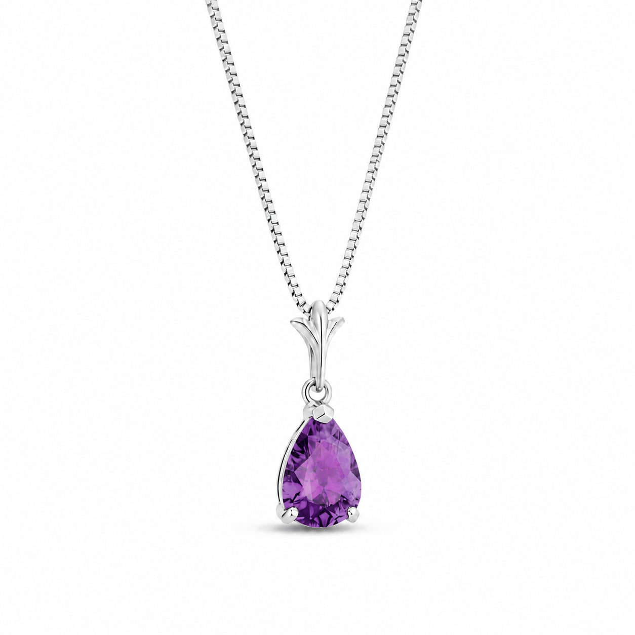 White Gold Rose Necklace Sapphire 10K — Silvana