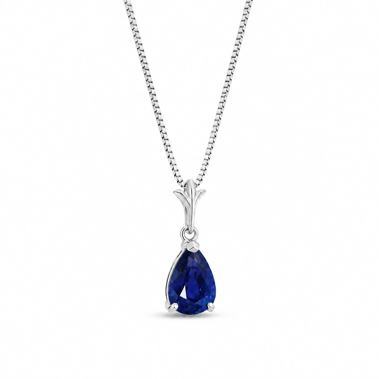 White Gold Rose Necklace Sapphire 10K — Silvana