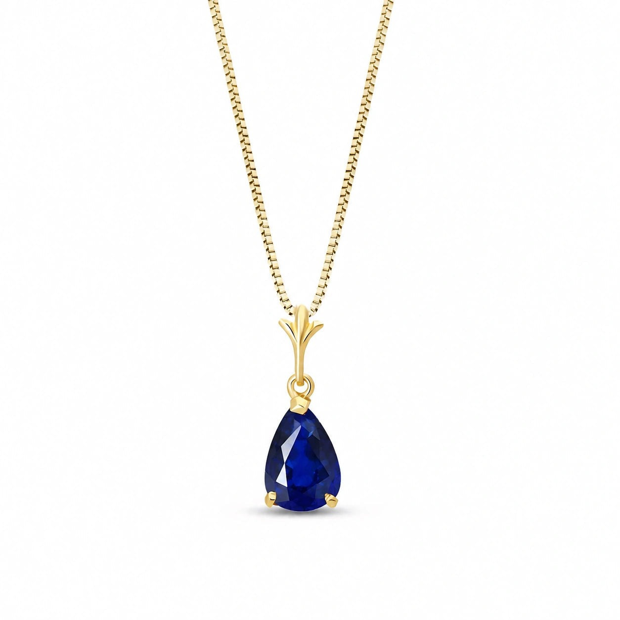 Yellow Gold Rose Necklace Sapphire 10K — Silvana