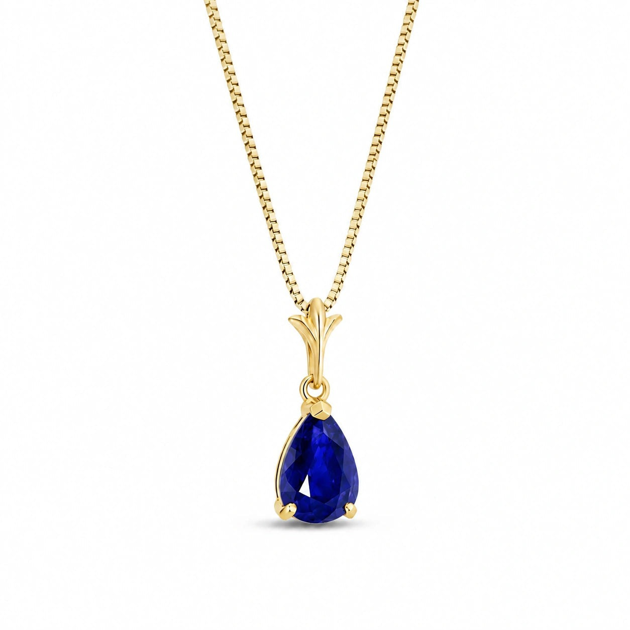 Yellow Gold Rose Necklace Sapphire 10K — Silvana