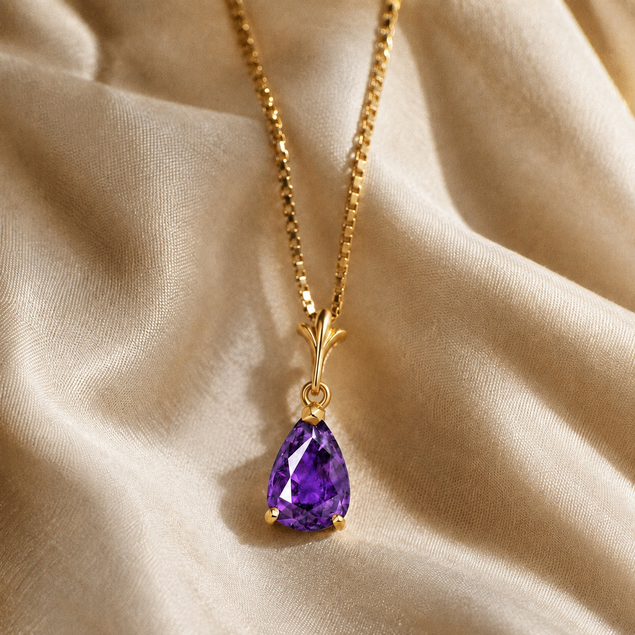 Yellow Gold Rose Necklace Sapphire 10K — Silvana