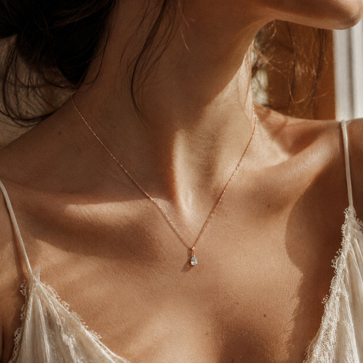 Rose Gold Rose Necklace Ruby 10K — Silvana