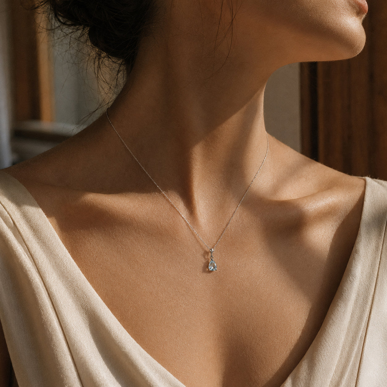 White Gold Rose Necklace Ruby 10K — Silvana