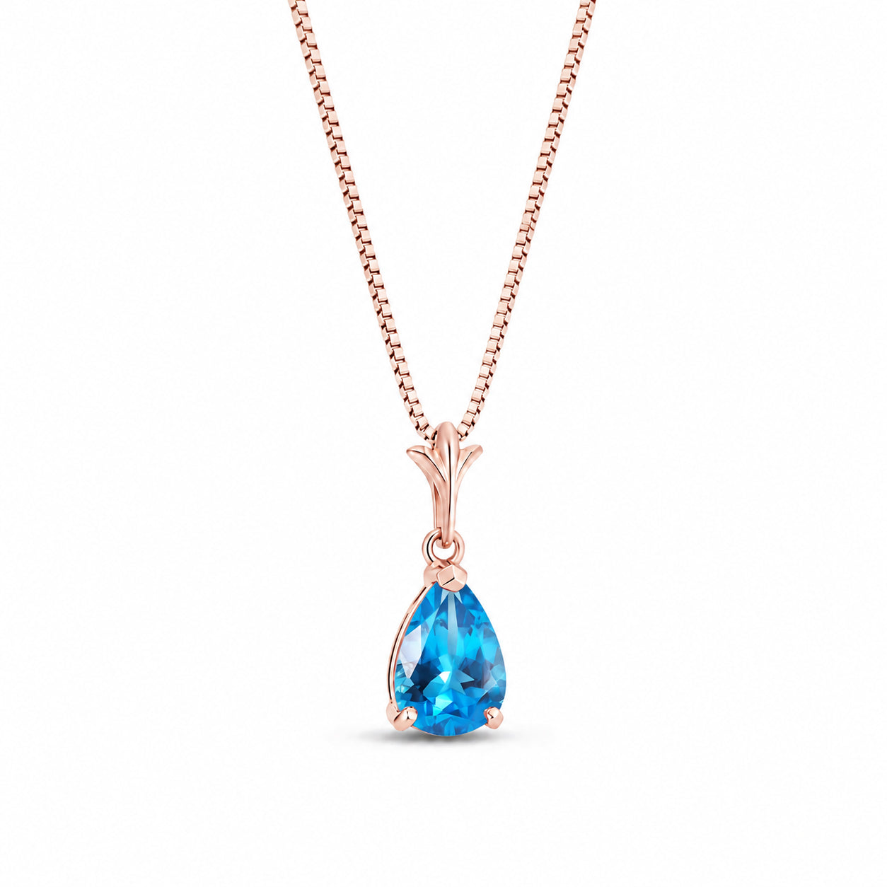 Rose Gold Rose Necklace Aquamarine 10K — Silvana