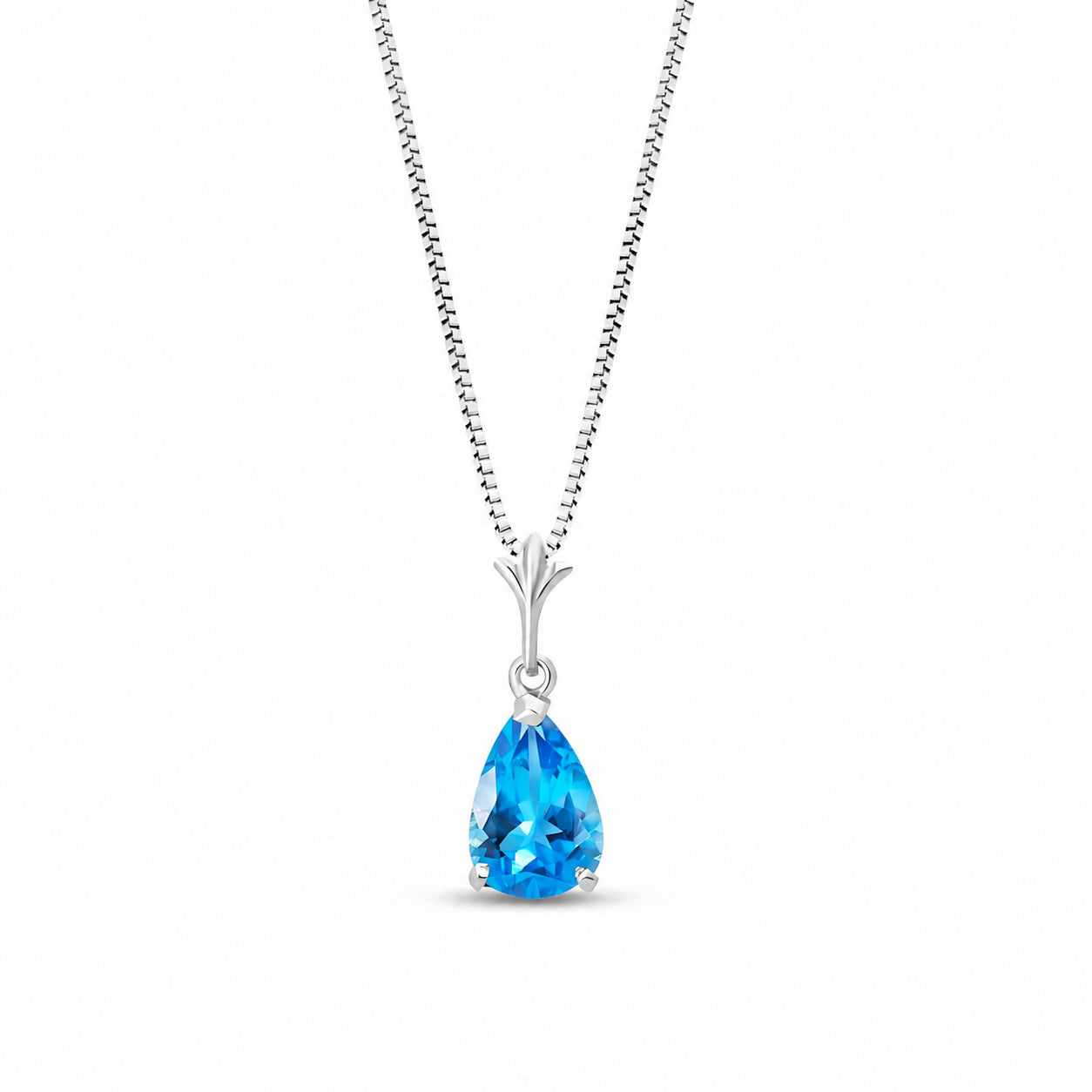 White Gold Rose Necklace Aquamarine 10K — Silvana