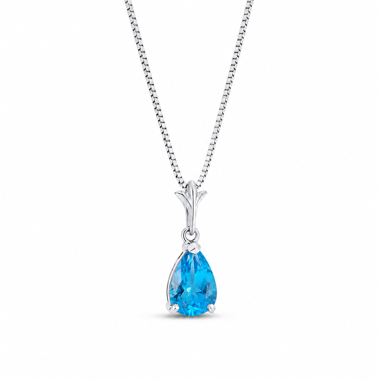 White Gold Rose Necklace Aquamarine 10K — Silvana