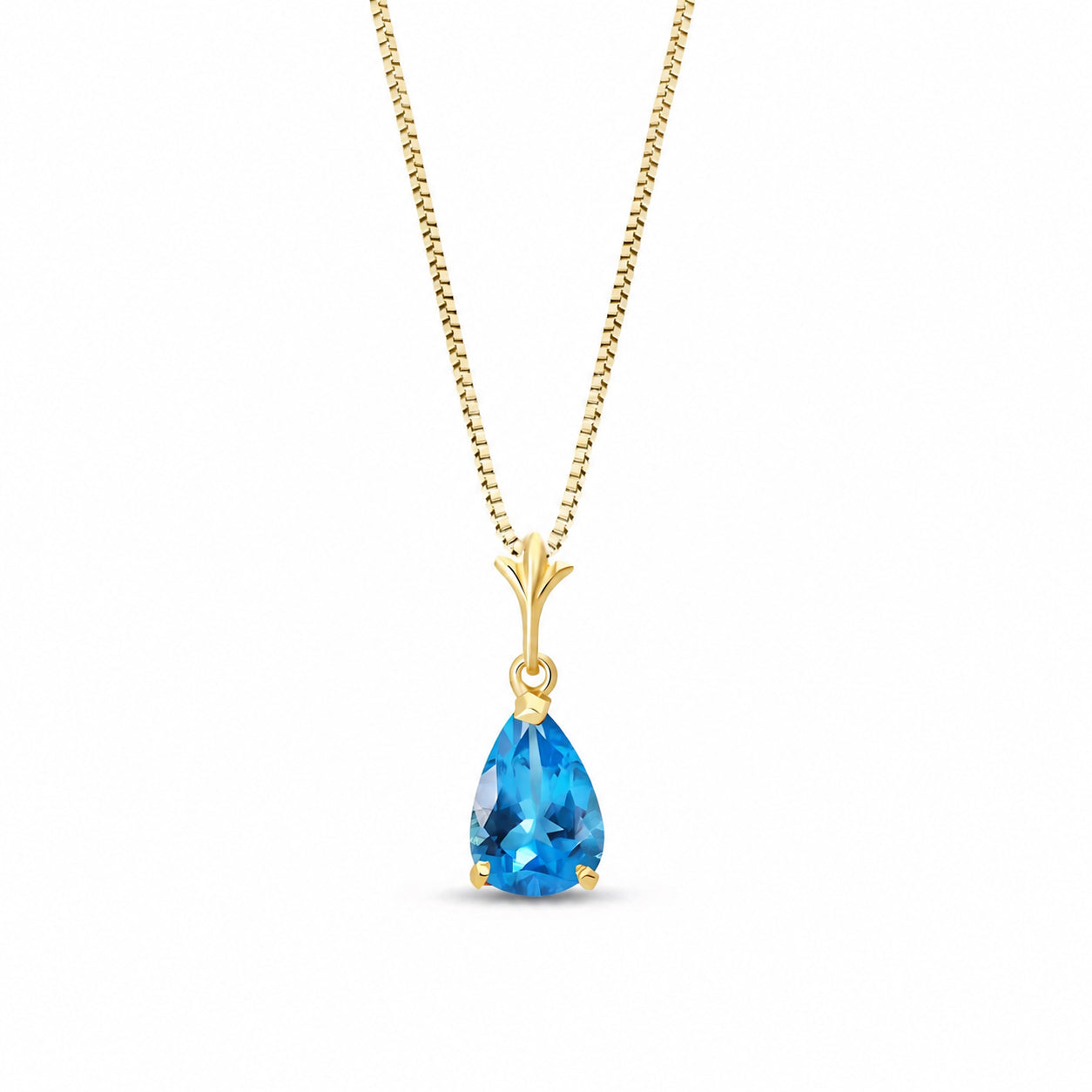 Yellow Gold Rose Necklace Aquamarine 10K — Silvana