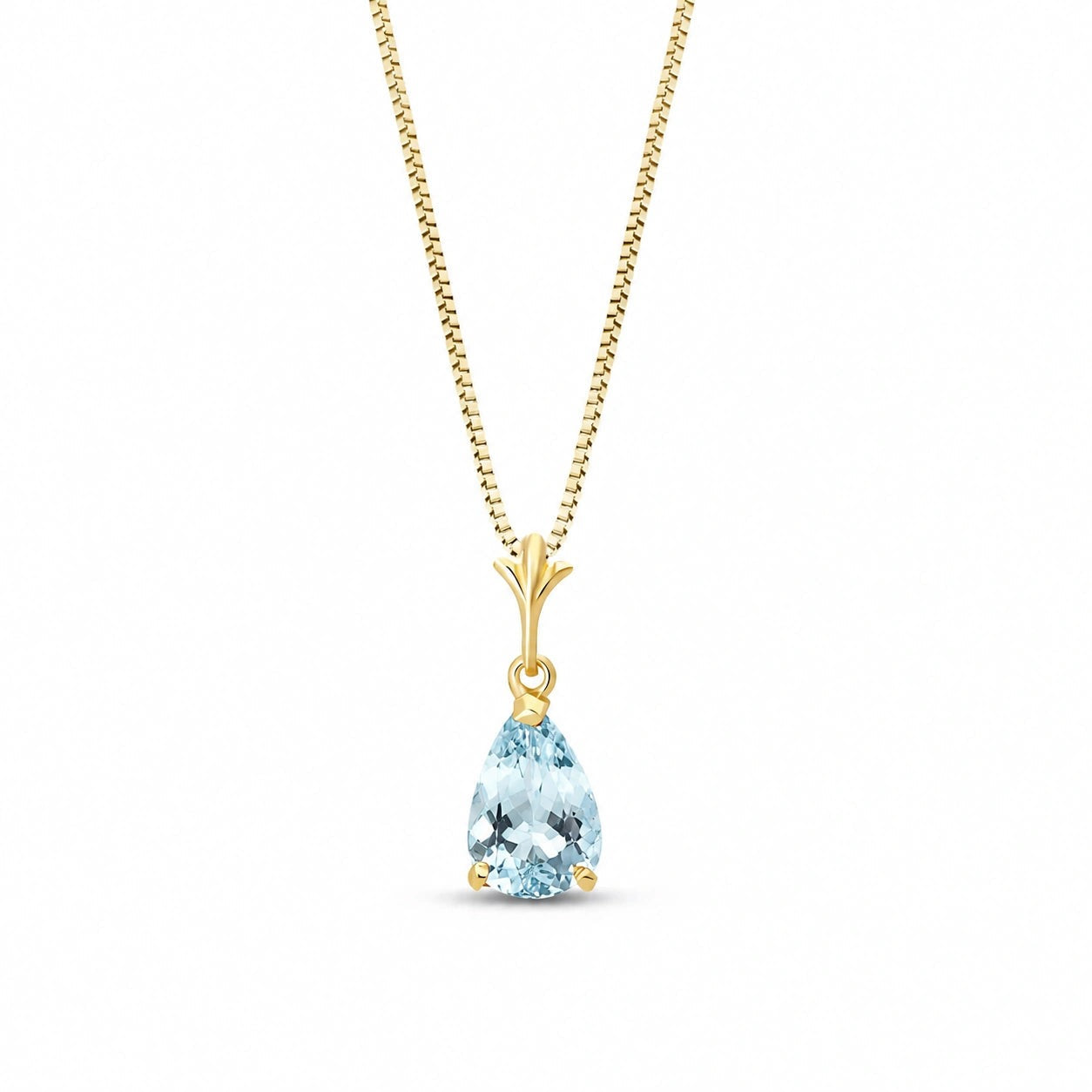 Yellow Gold Rose Necklace Aquamarine 10K — Silvana