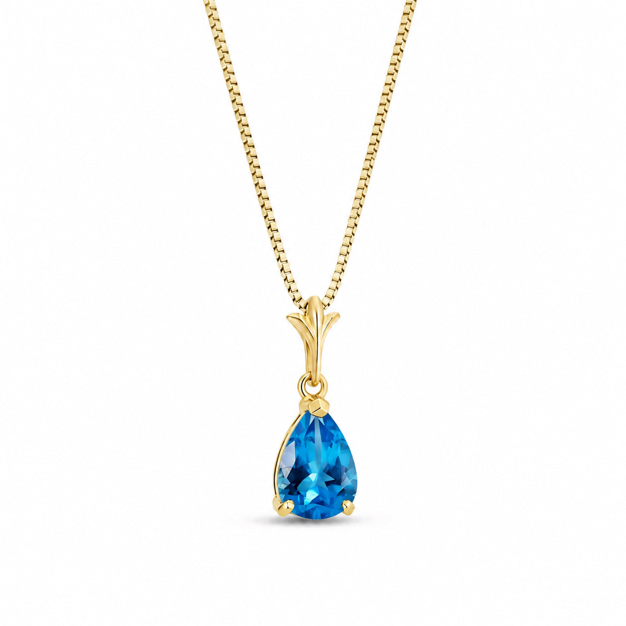 Yellow Gold Rose Necklace Aquamarine 10K — Silvana