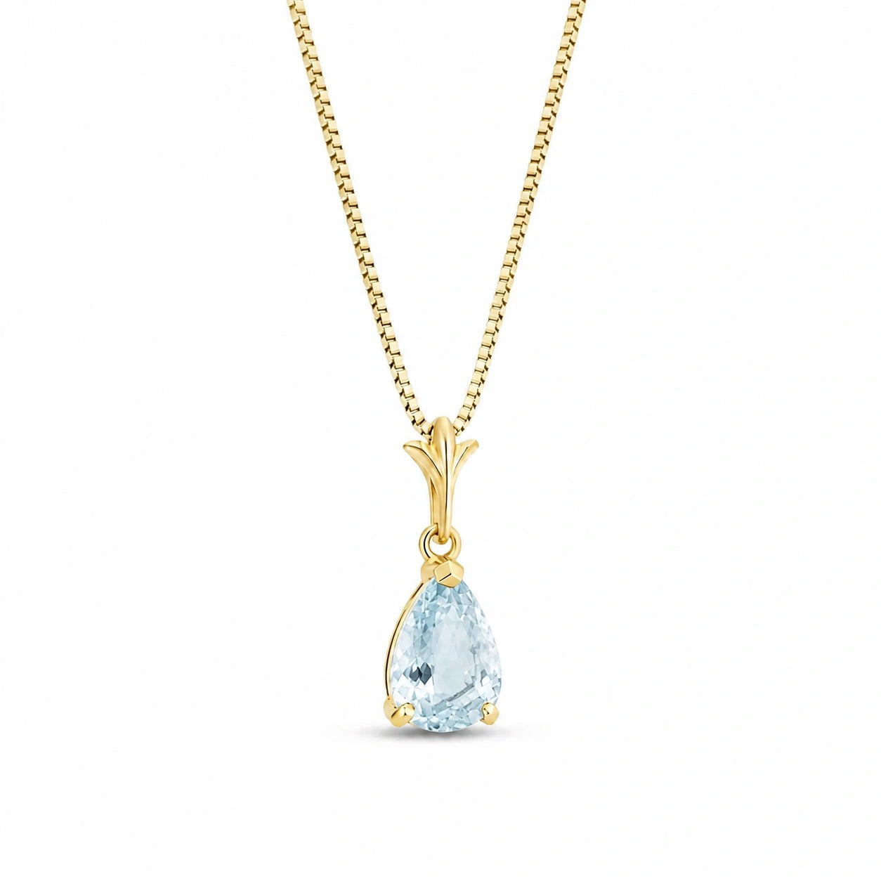 Yellow Gold Rose Necklace Aquamarine 10K — Silvana