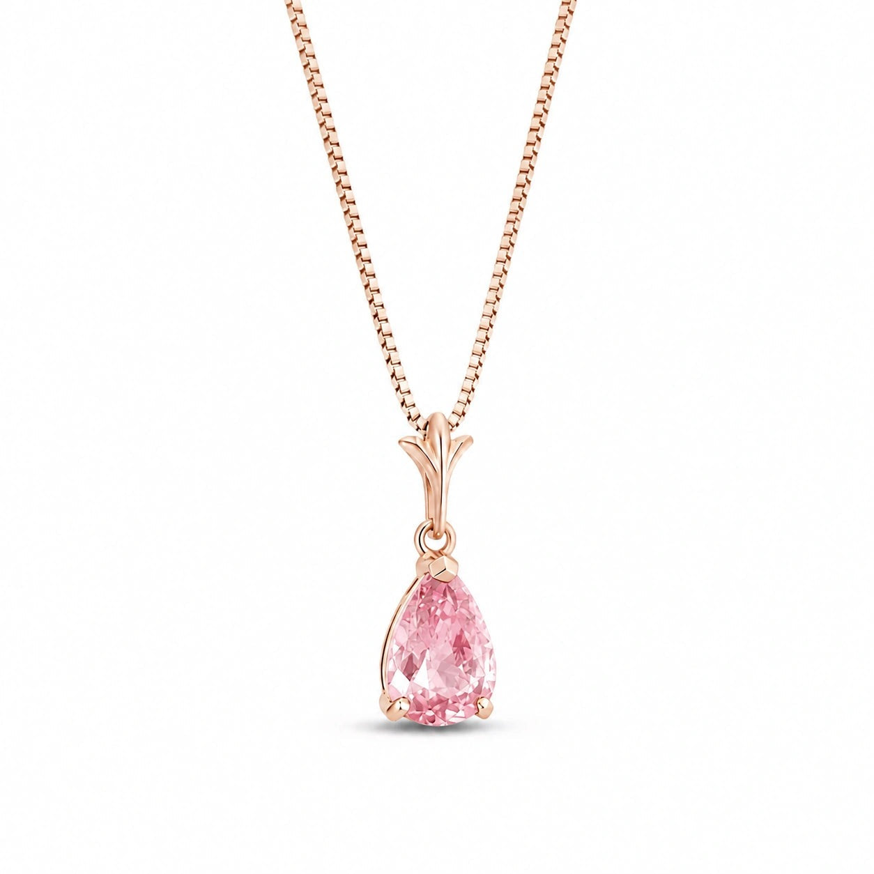 Rose Gold Rose Necklace Pink Topaz 10K — Silvana