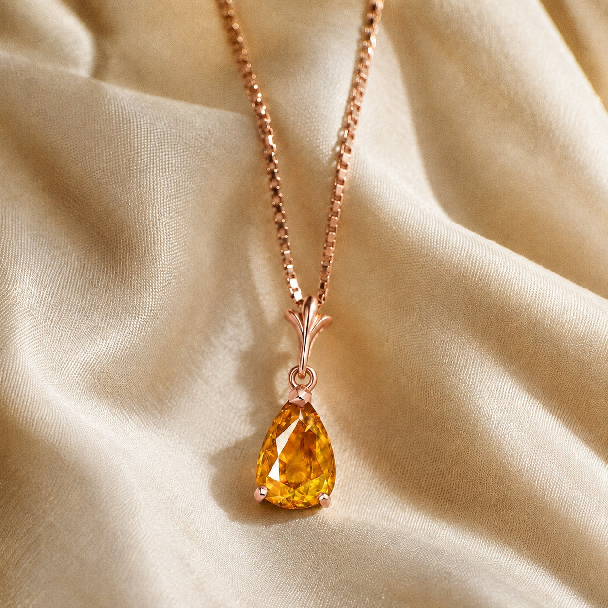 Rose Gold Rose Necklace Pink Topaz 10K — Silvana