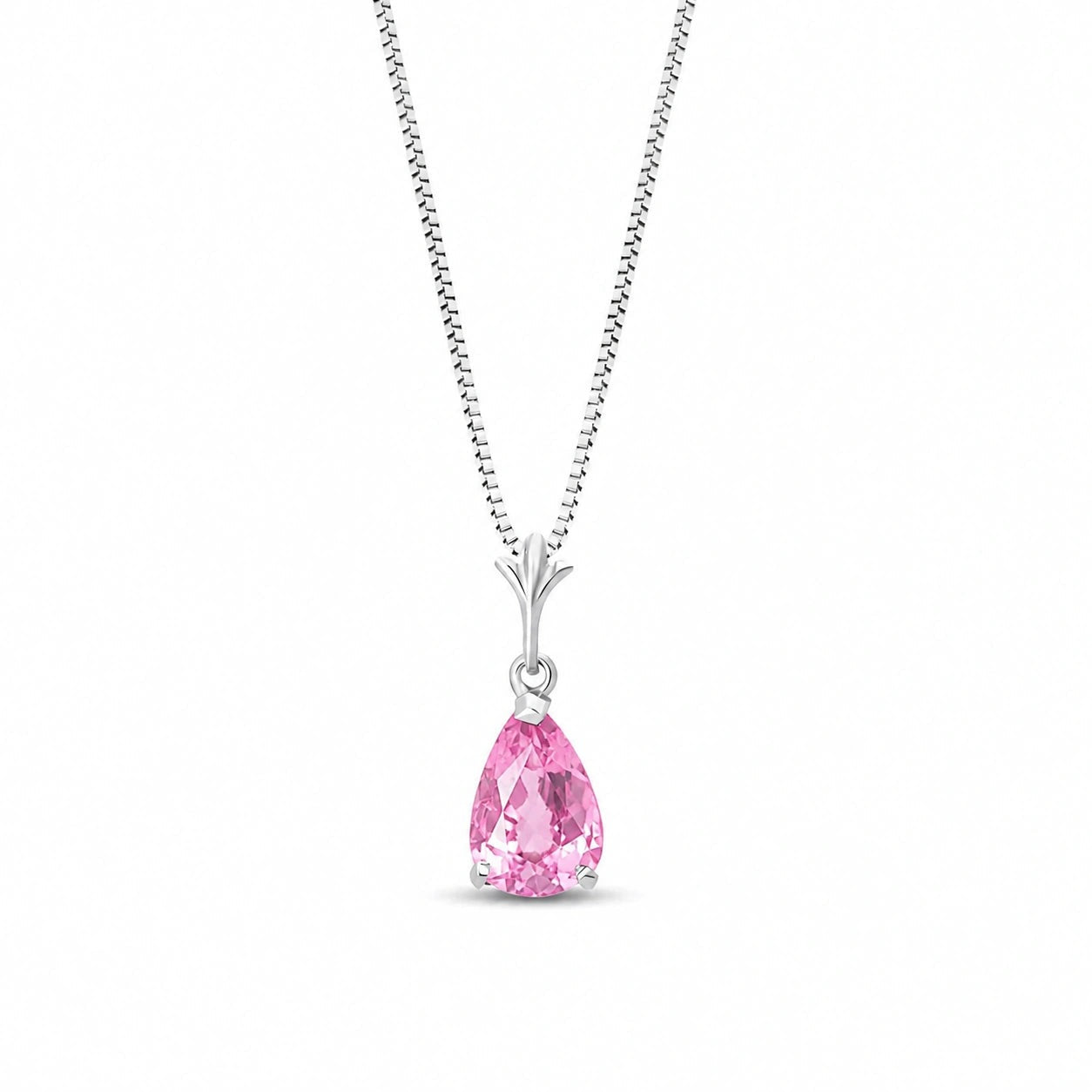 White Gold Rose Necklace Pink Topaz 10K — Silvana