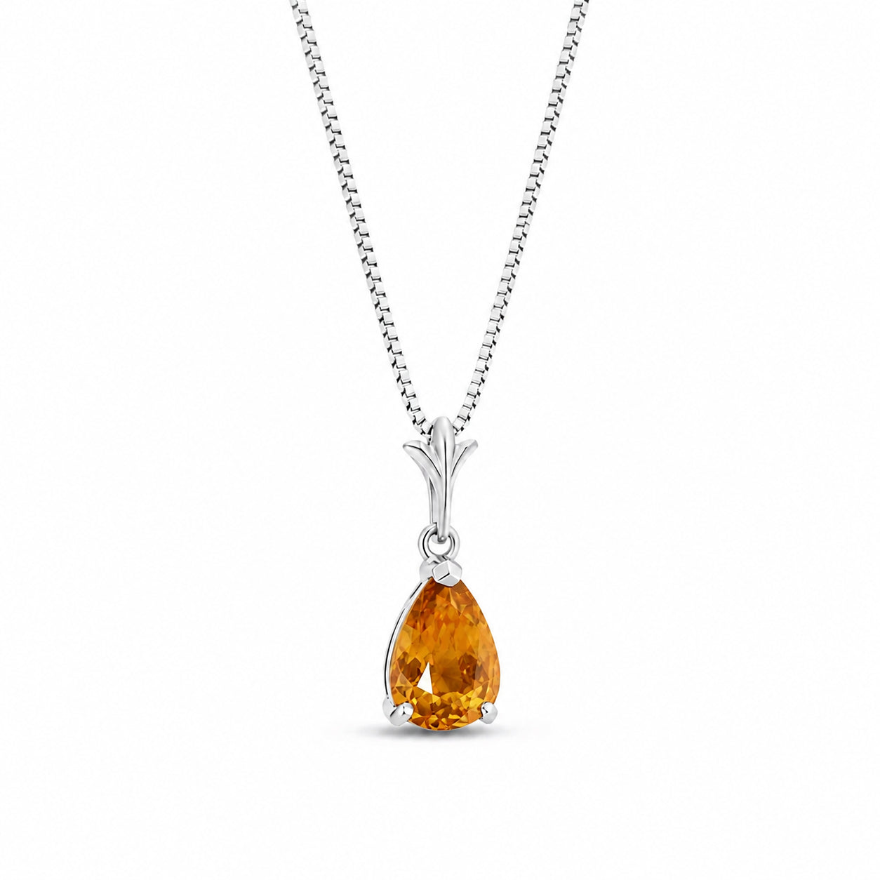 White Gold Rose Necklace Pink Topaz 10K — Silvana