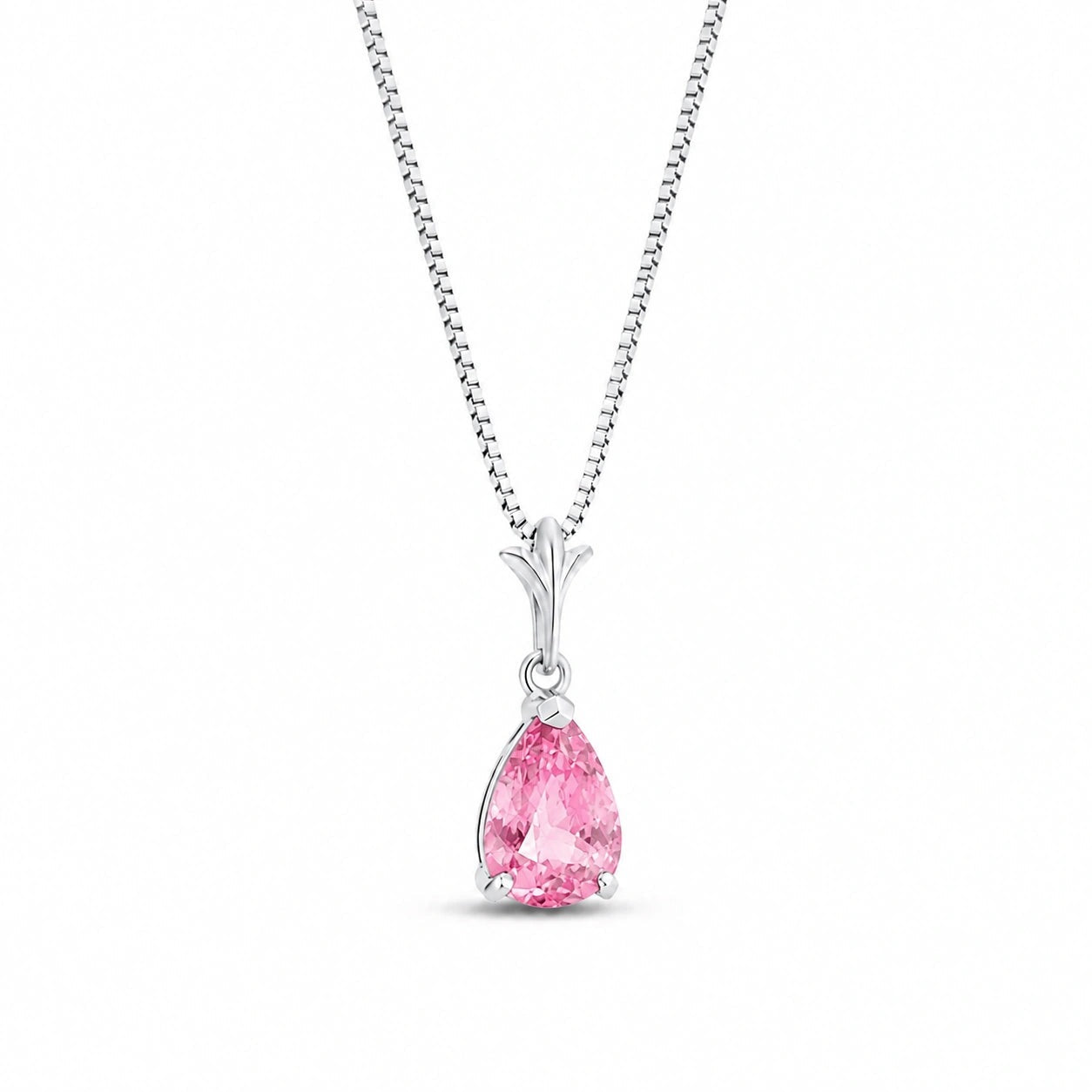 White Gold Rose Necklace Pink Topaz 10K — Silvana