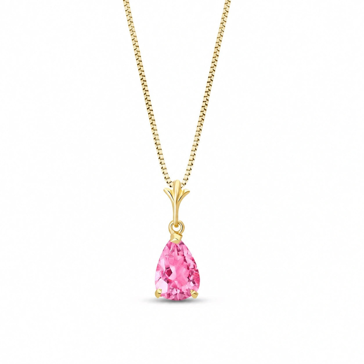 Yellow Gold Rose Necklace Pink Topaz 10K — Silvana