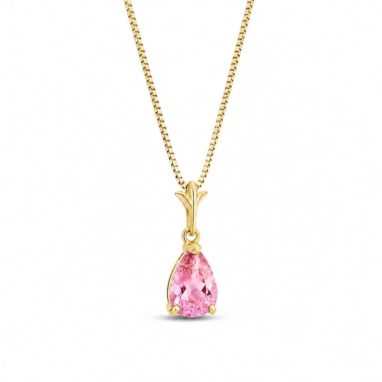 Yellow Gold Rose Necklace Pink Topaz 10K — Silvana