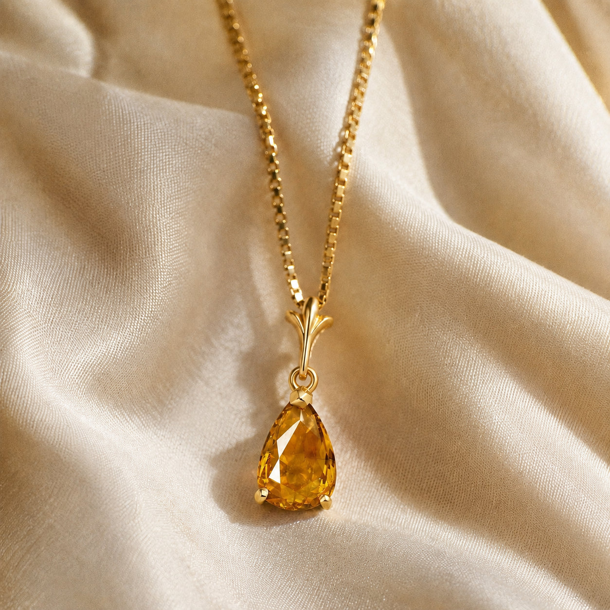 Yellow Gold Rose Necklace Pink Topaz 10K — Silvana