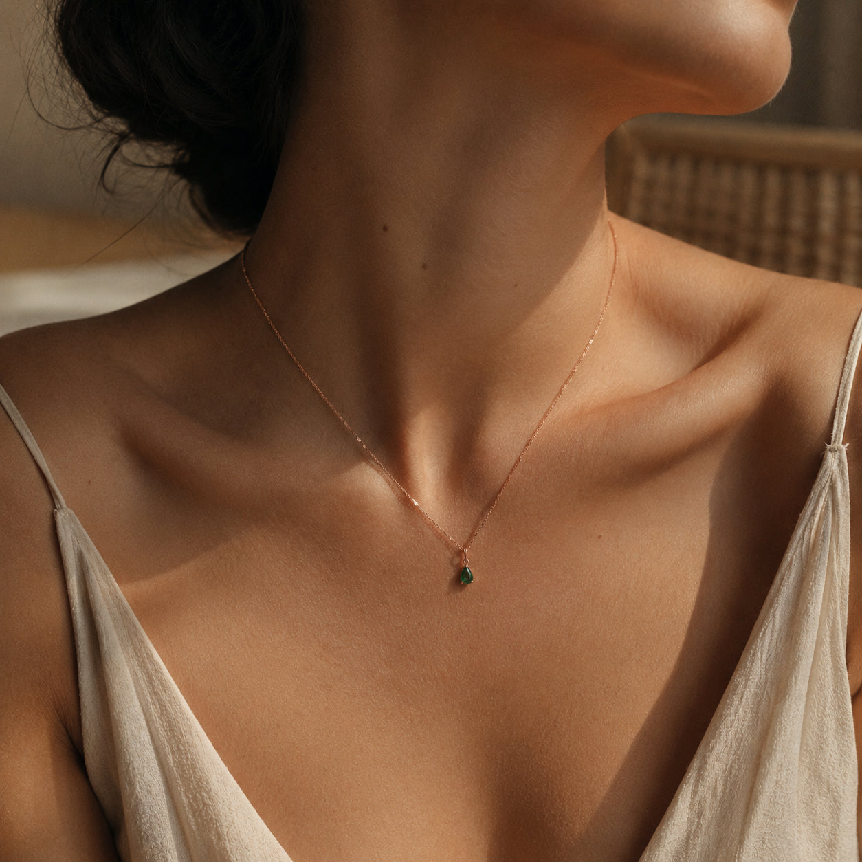 Rose Gold Rose Necklace Citrine 10K — Silvana