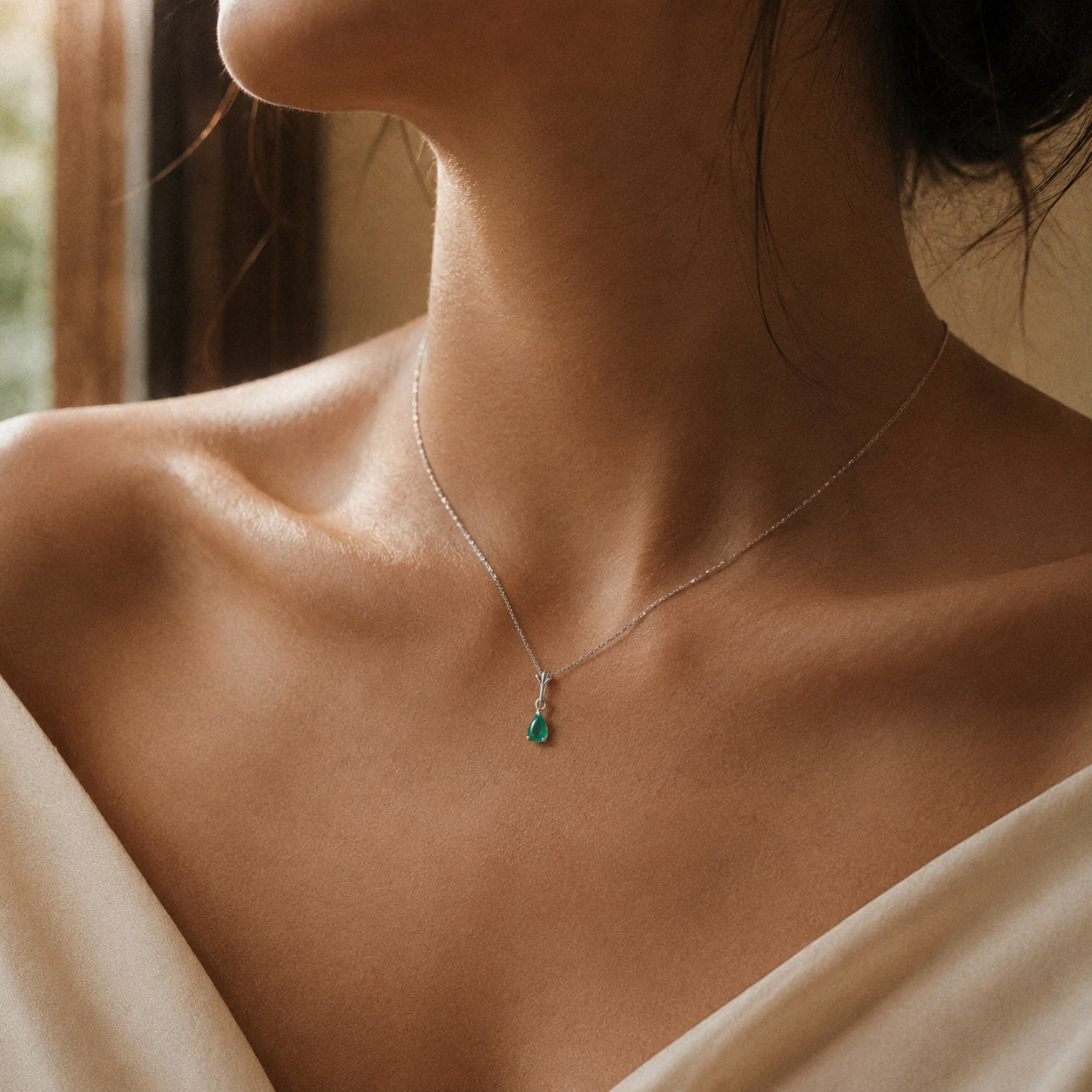 White Gold Rose Necklace Citrine 10K — Silvana