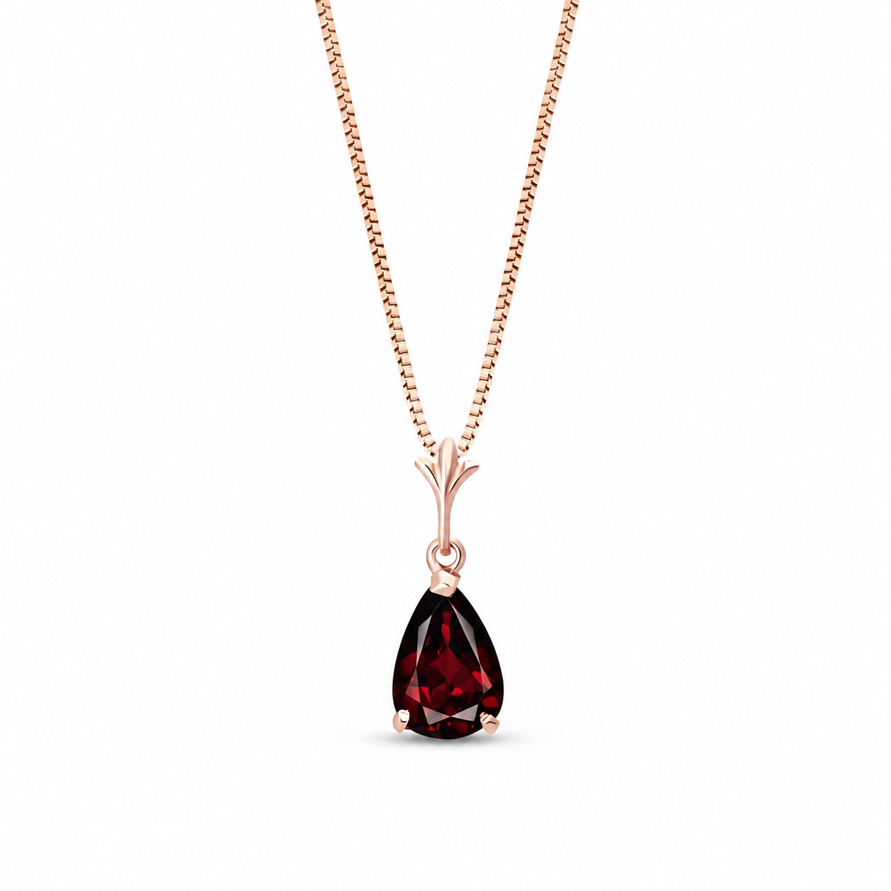 Rose Gold Rose Necklace Garnet 10K — Silvana
