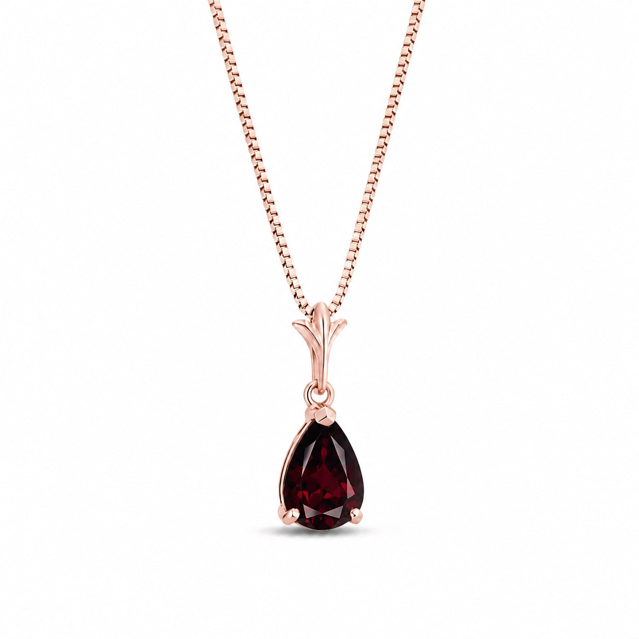 Rose Gold Rose Necklace Garnet 10K — Silvana