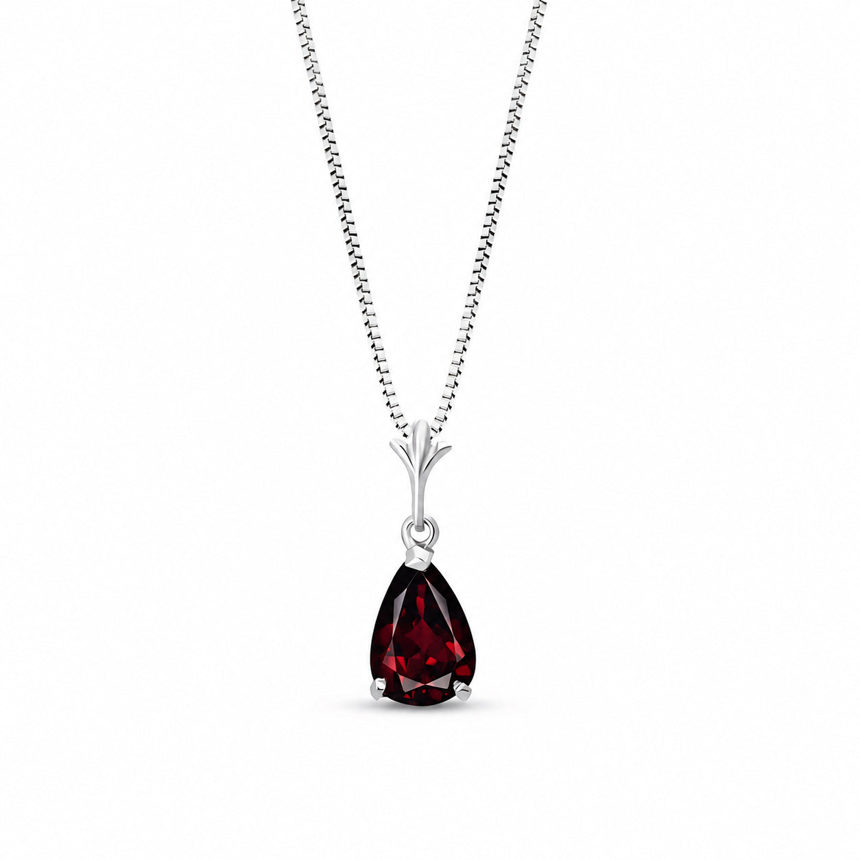 White Gold Rose Necklace Garnet 10K — Silvana