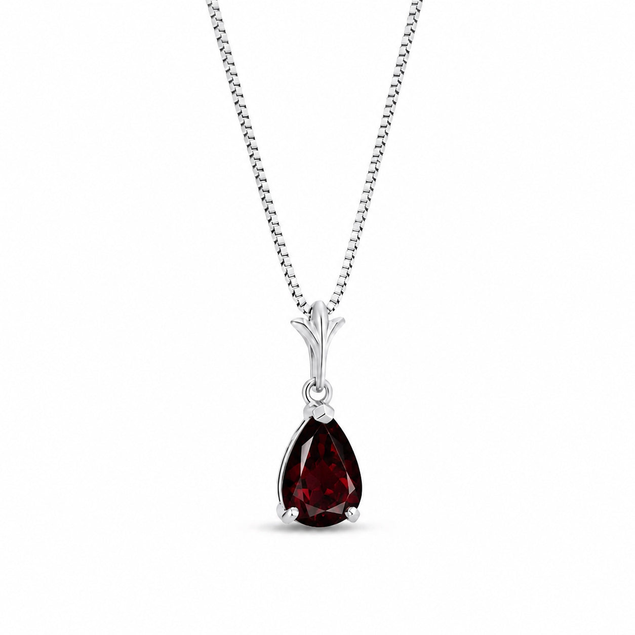 White Gold Rose Necklace Garnet 10K — Silvana