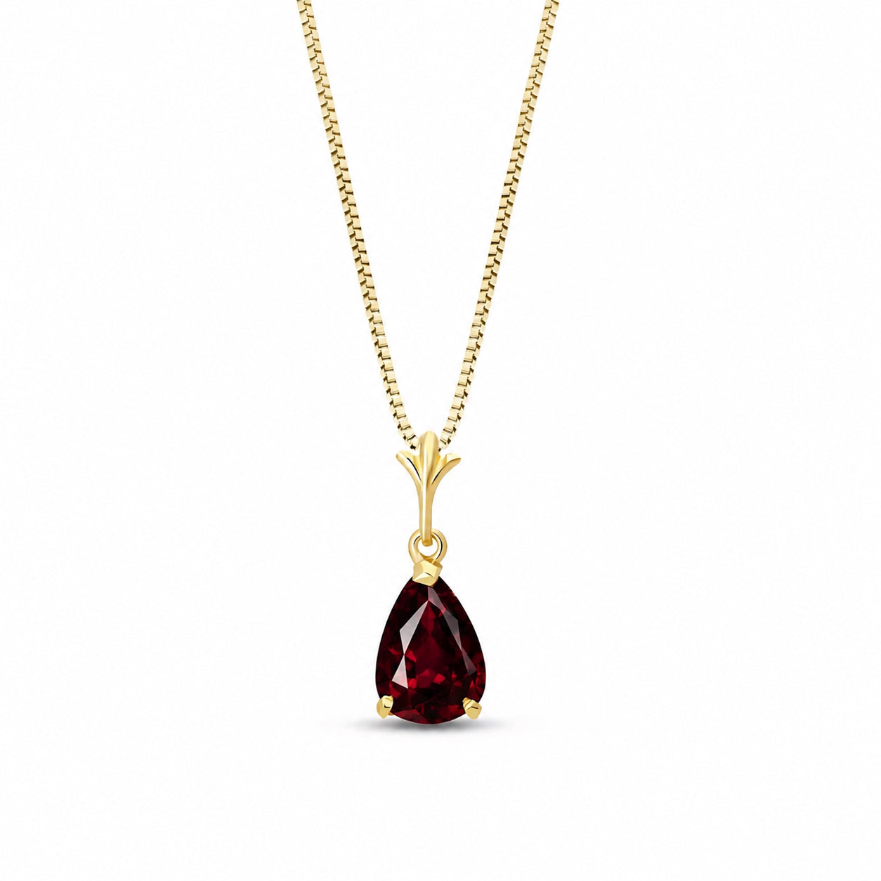 Yellow Gold Rose Necklace Garnet 10K — Silvana