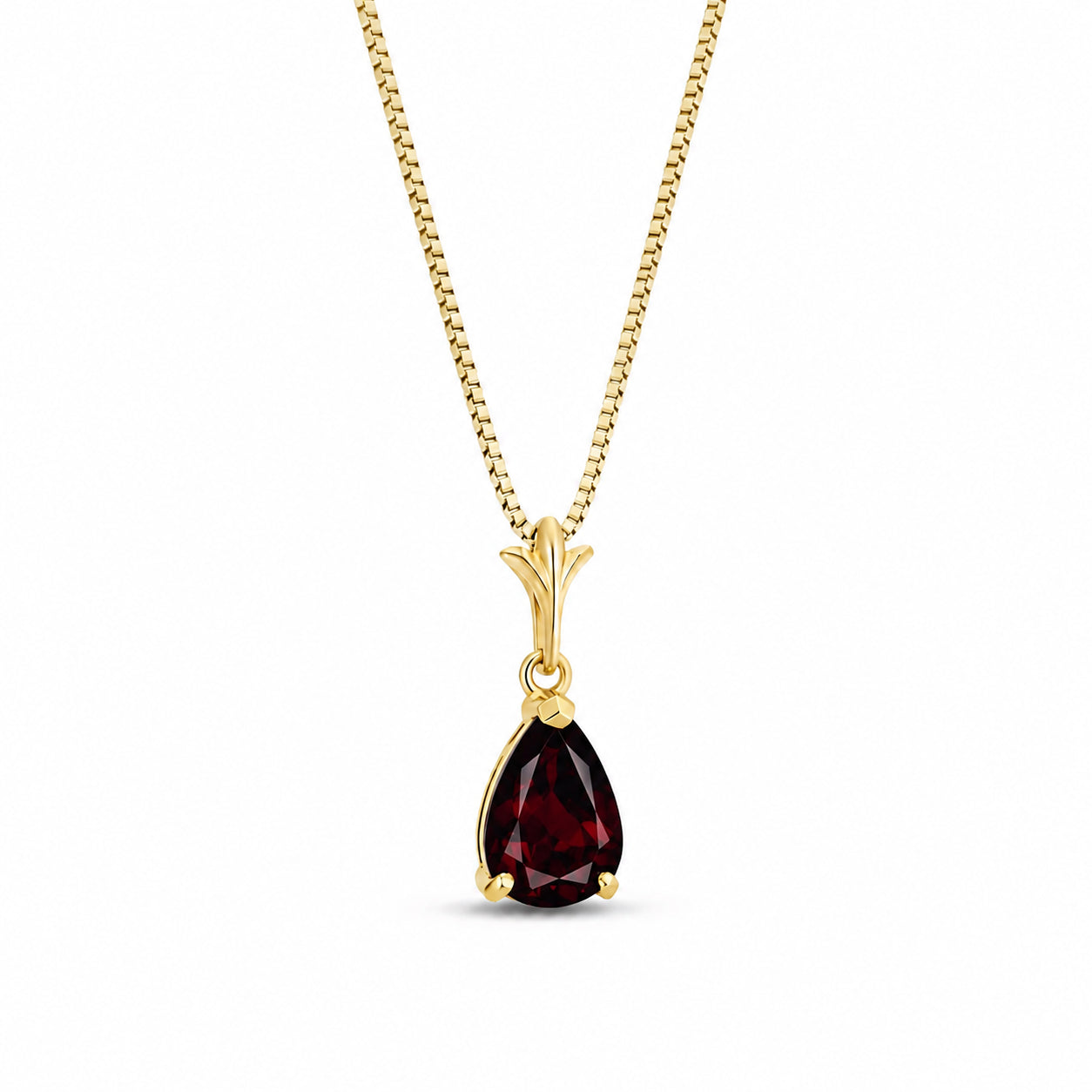 Yellow Gold Rose Necklace Garnet 10K — Silvana