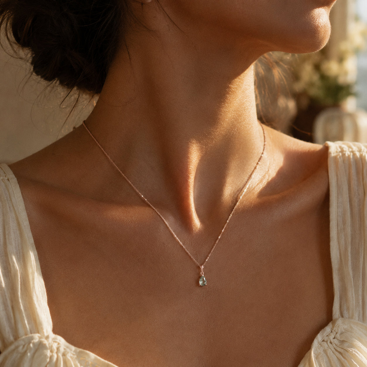 Rose Gold Rose Necklace Amethyst 10K — Silvana