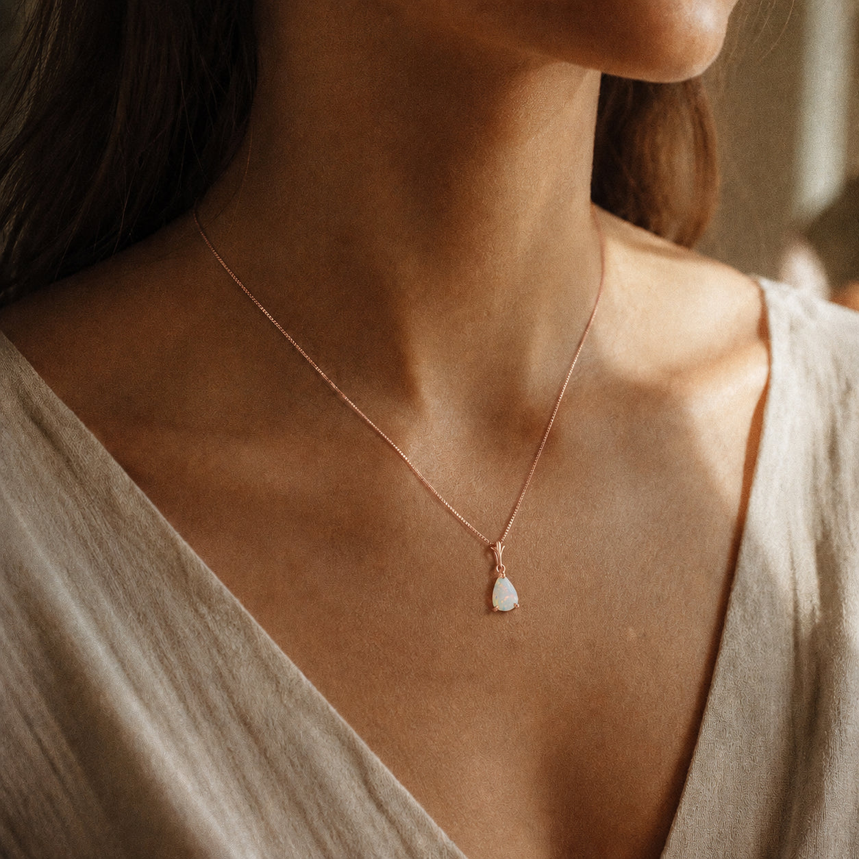 Rose Gold Rose Necklace Blue Topaz 10K — Silvana