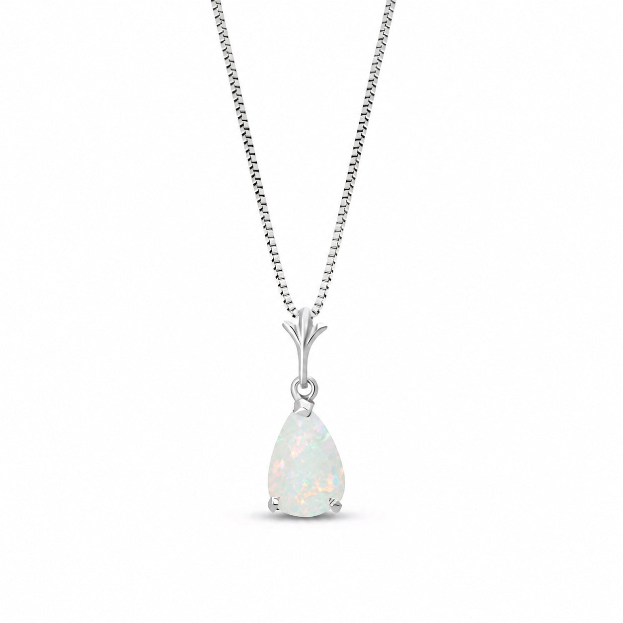 White Gold Rose Necklace Blue Topaz 10K — Silvana