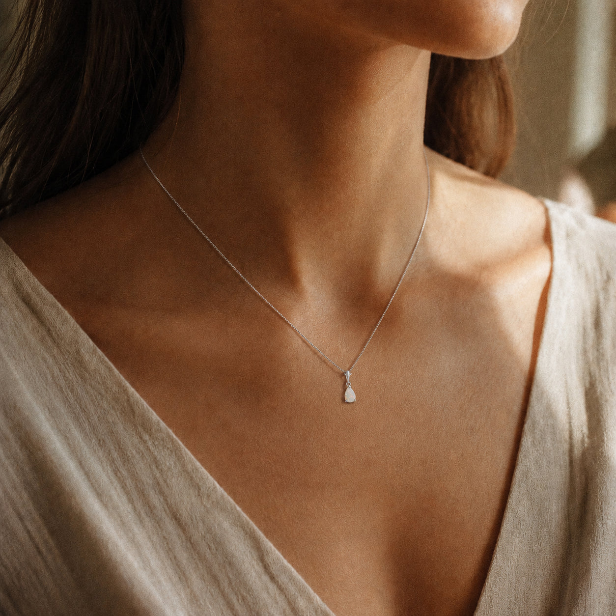 White Gold Rose Necklace Blue Topaz 10K — Silvana