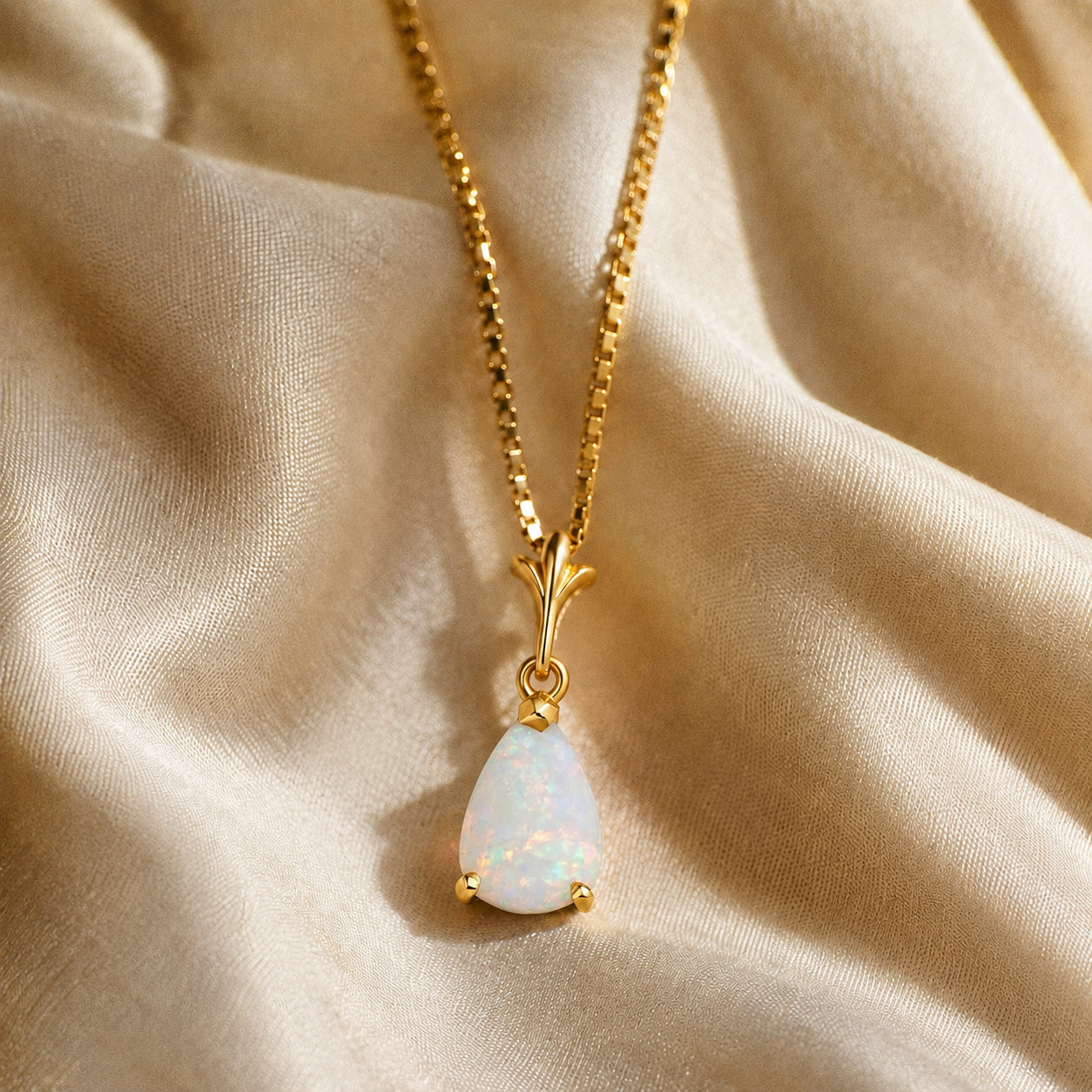 Yellow Gold Rose Necklace Blue Topaz 10K — Silvana