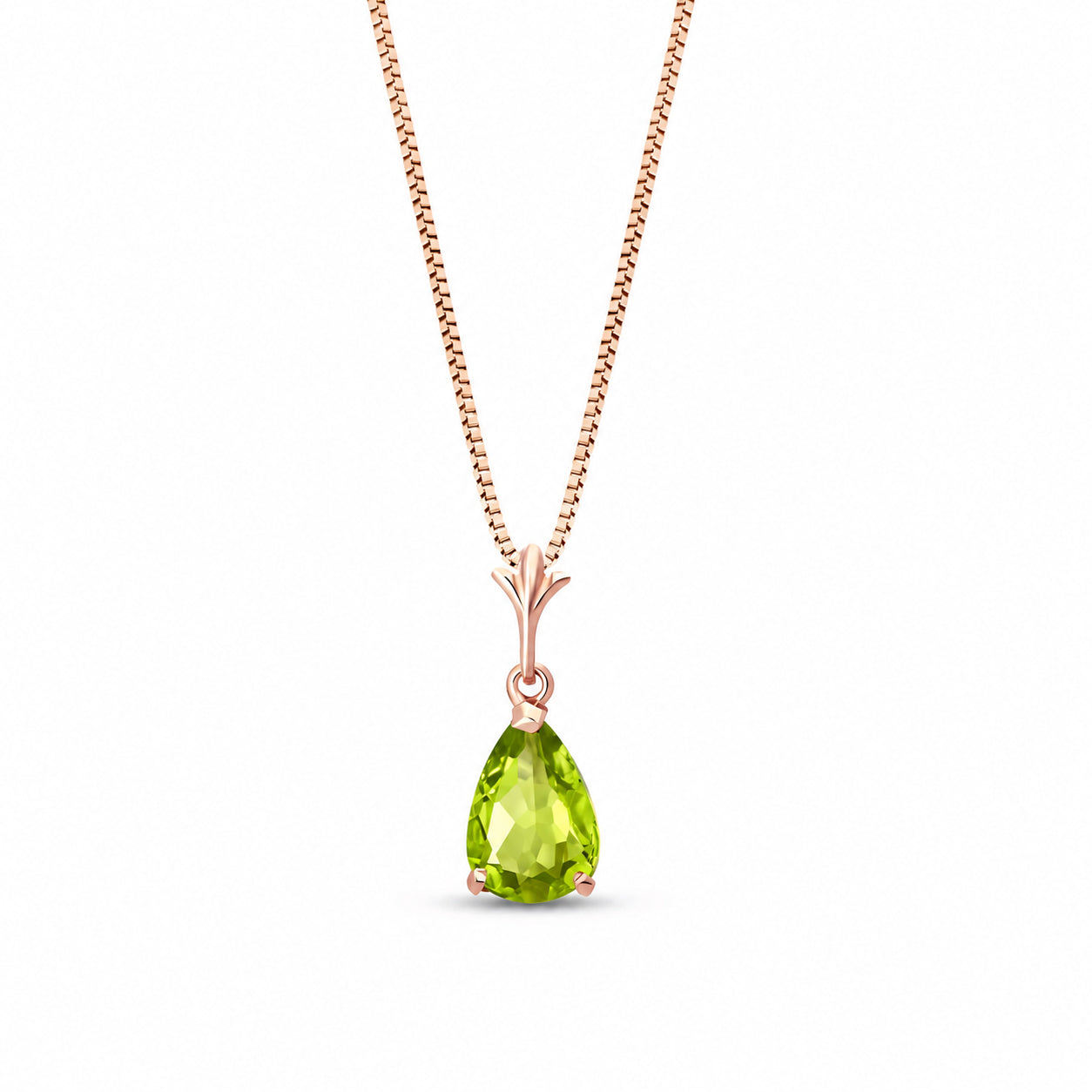 Rose Gold Rose Necklace Peridot 10K — Silvana