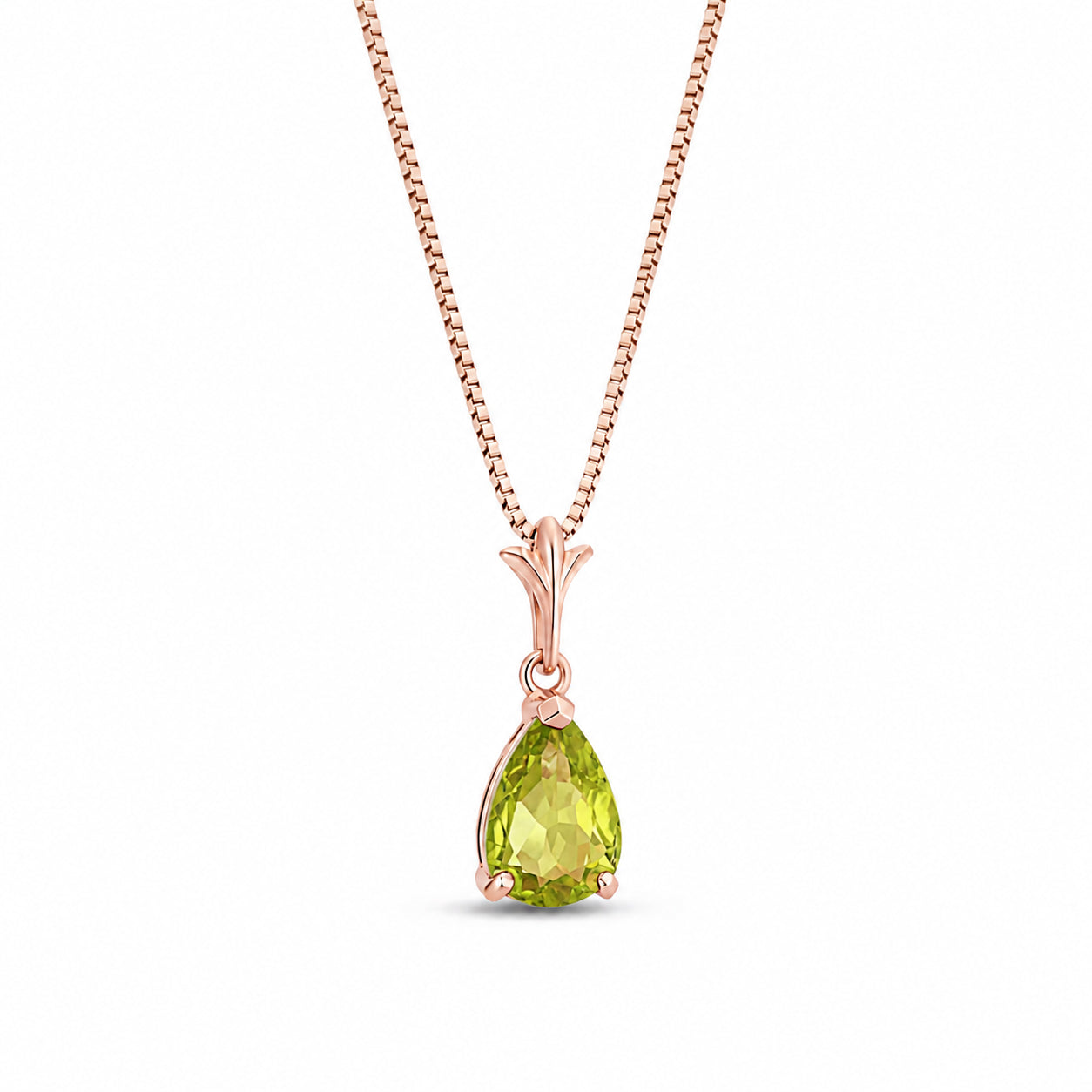 Rose Gold Rose Necklace Peridot 10K — Silvana