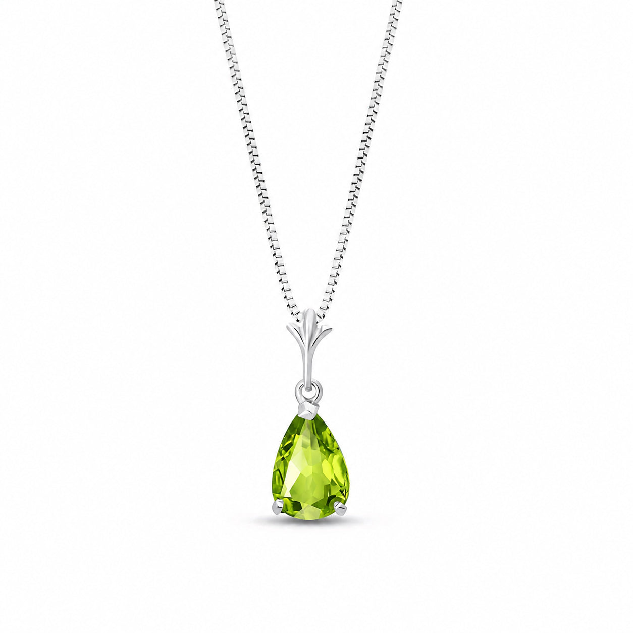 White Gold Rose Necklace Peridot 10K — Silvana