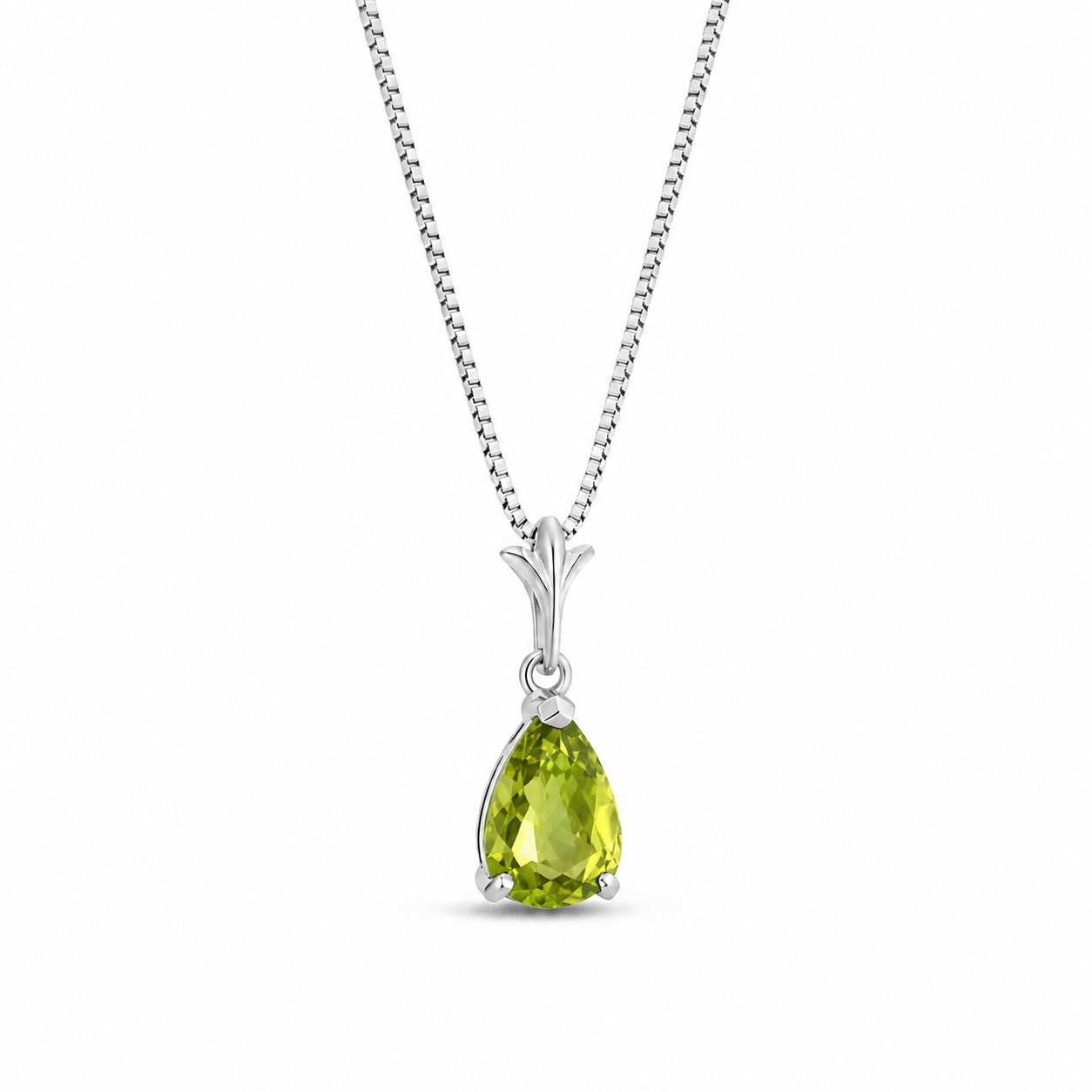 White Gold Rose Necklace Peridot 10K — Silvana