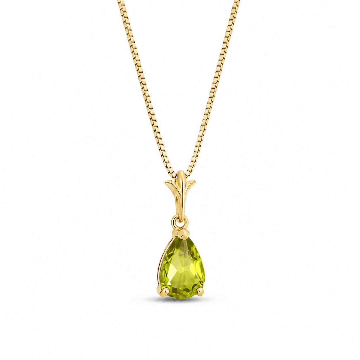 Yellow Gold Rose Necklace Peridot 10K — Silvana