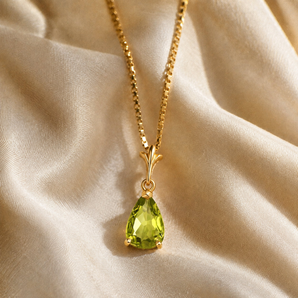 Yellow Gold Rose Necklace Peridot 10K — Silvana