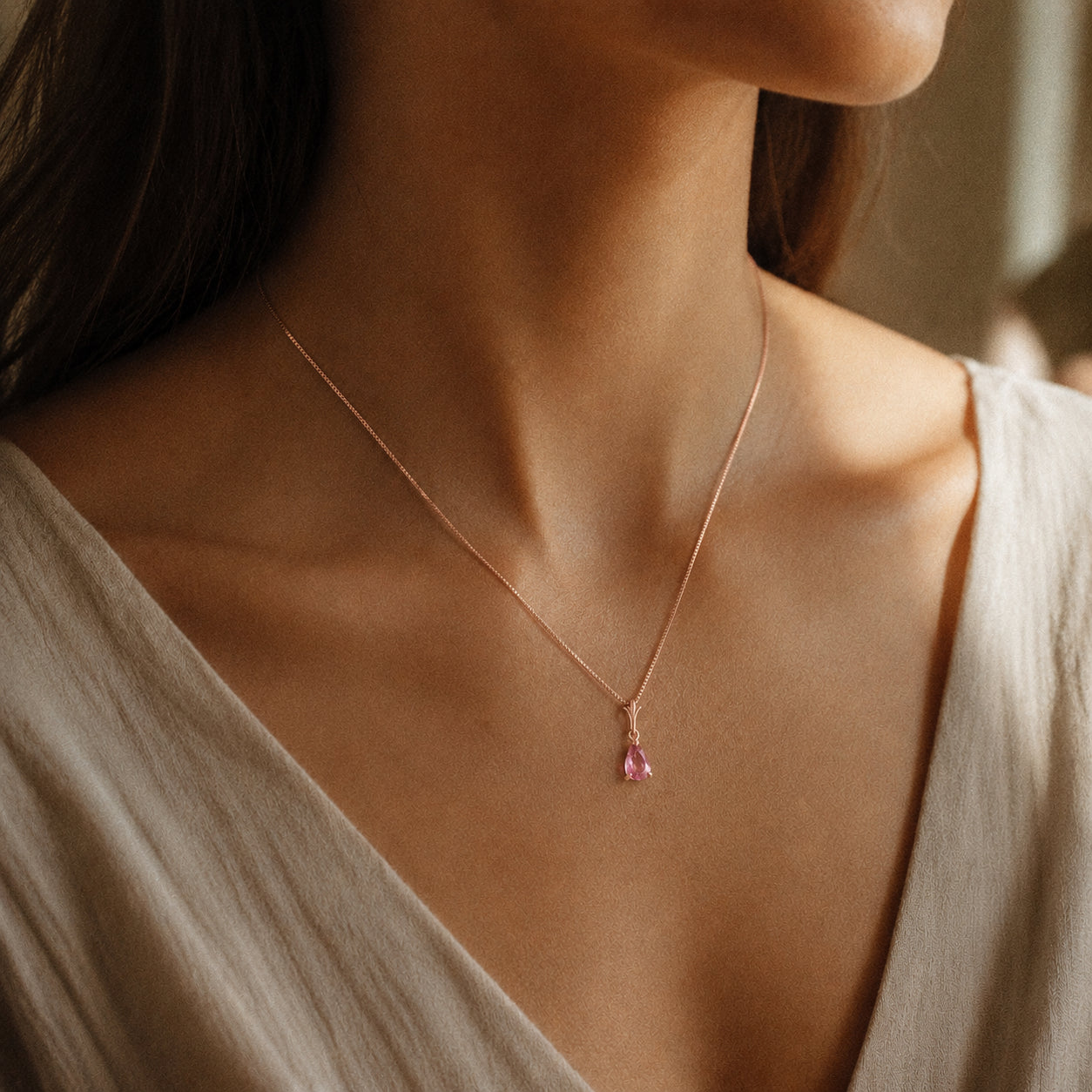 Rose Gold Rose Necklace Opal 10K — Silvana