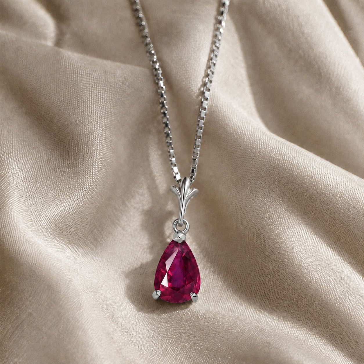 White Gold Rose Necklace White Topaz 10K — Silvana